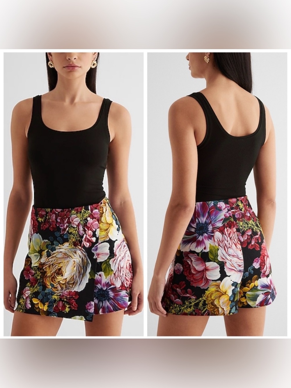 Express Floral Wrap-Style Mini Skort size 0